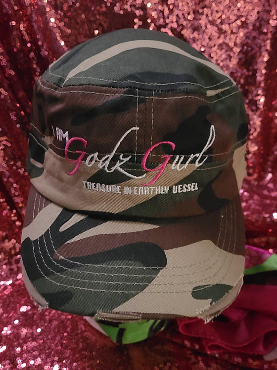 I Am Godz Gurl Distressed Cap