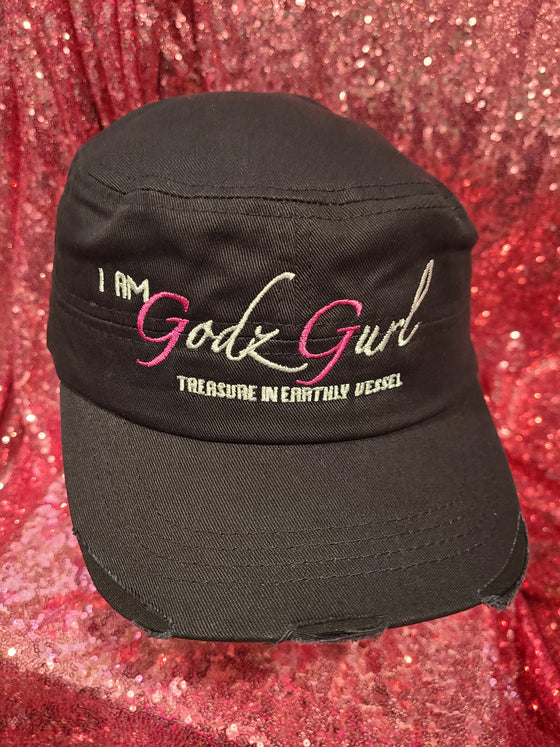 I Am Godz Gurl Distressed Cap