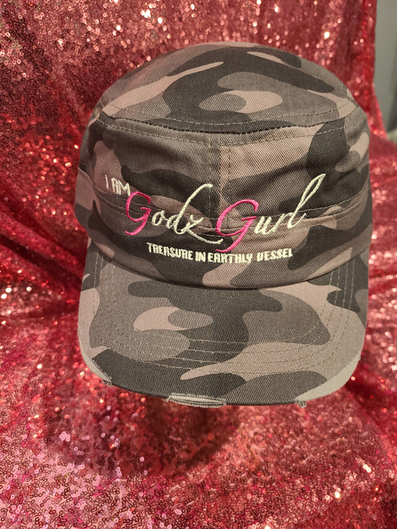 I Am Godz Gurl Distressed Cap